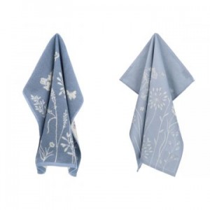 Hand- en Theedoek - Wild Flowers - Blauw Grijs